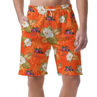 Summer Hawaiian Shorts Men With Flamingo Pattern