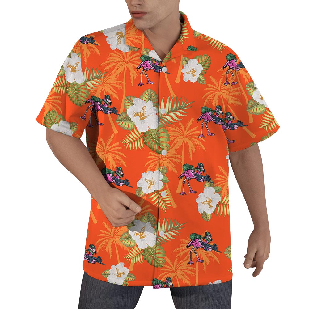 Summer Flamingo With Gun Hawaiian Shirt Men - variant image 1