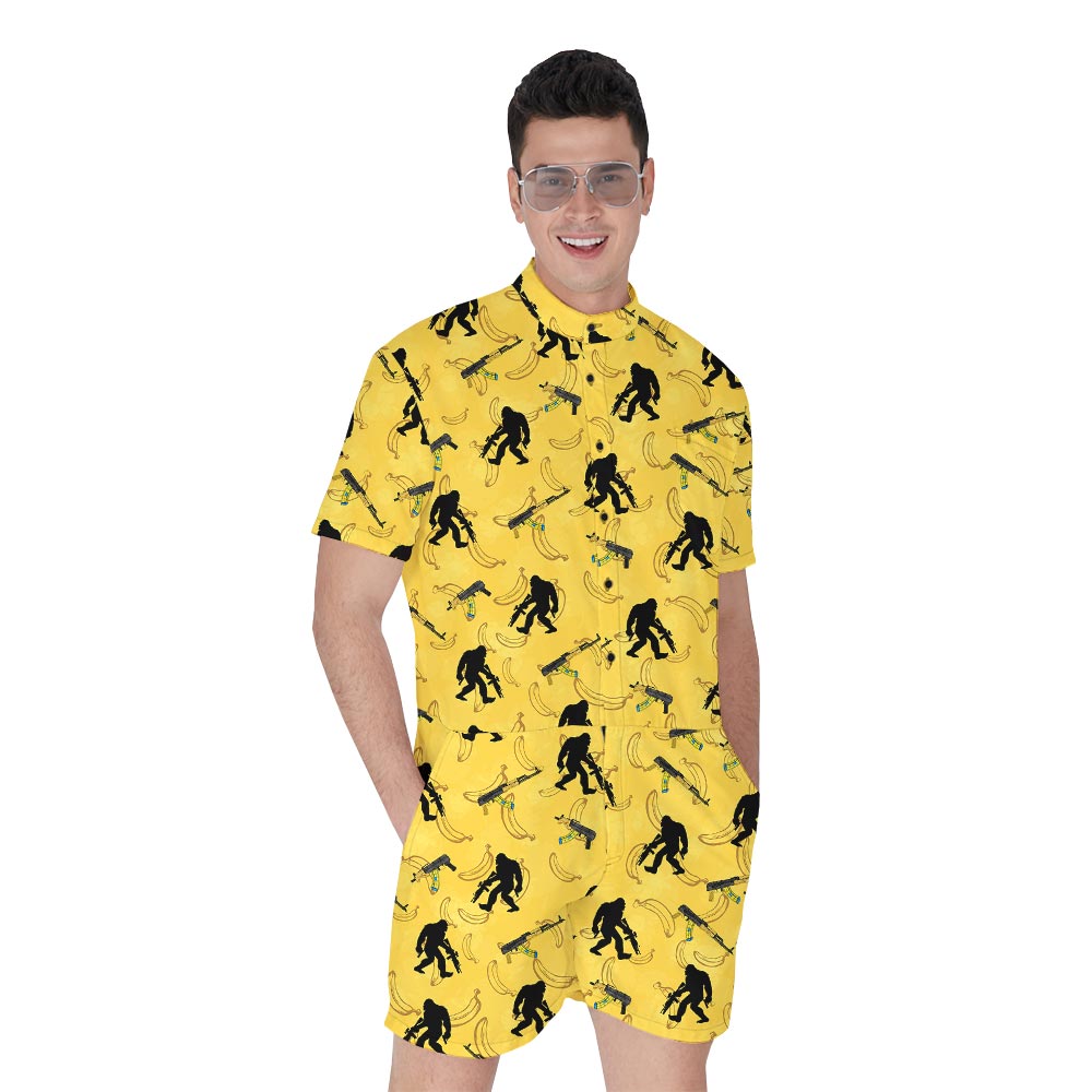 Banana Bigfoot Yellow Hawaiian Romper Men - variant image 1