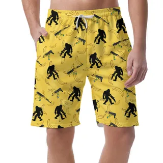 Summer Bigfoot Hawaiian Shorts Men Yellow Banana