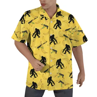 Yellow Banana Bigfoot Hawaiian Shirt Men