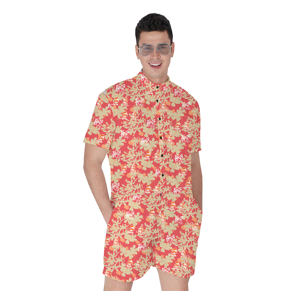Orange Tropical Mickey Steamboat Willie Vintage Hawaiian Romper For Men - variant image 1