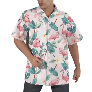 Summer Flamingo Hawaiian Shirt Men