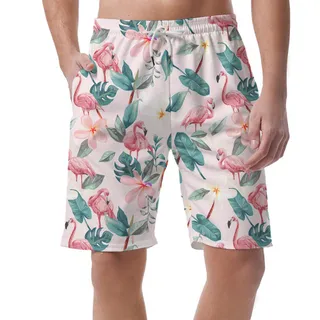 Soft Pink Summer Hawaiian Shorts Men