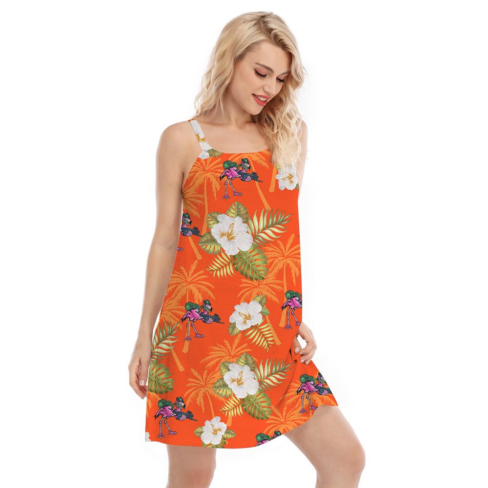 Funny Flamingo Summer Hawaiian Cami Dress
