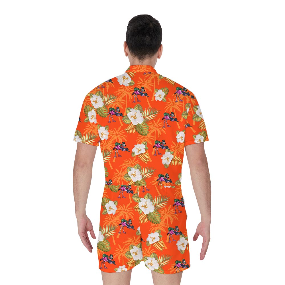 Gun Flamingo Summer Hawaiian Romper Men