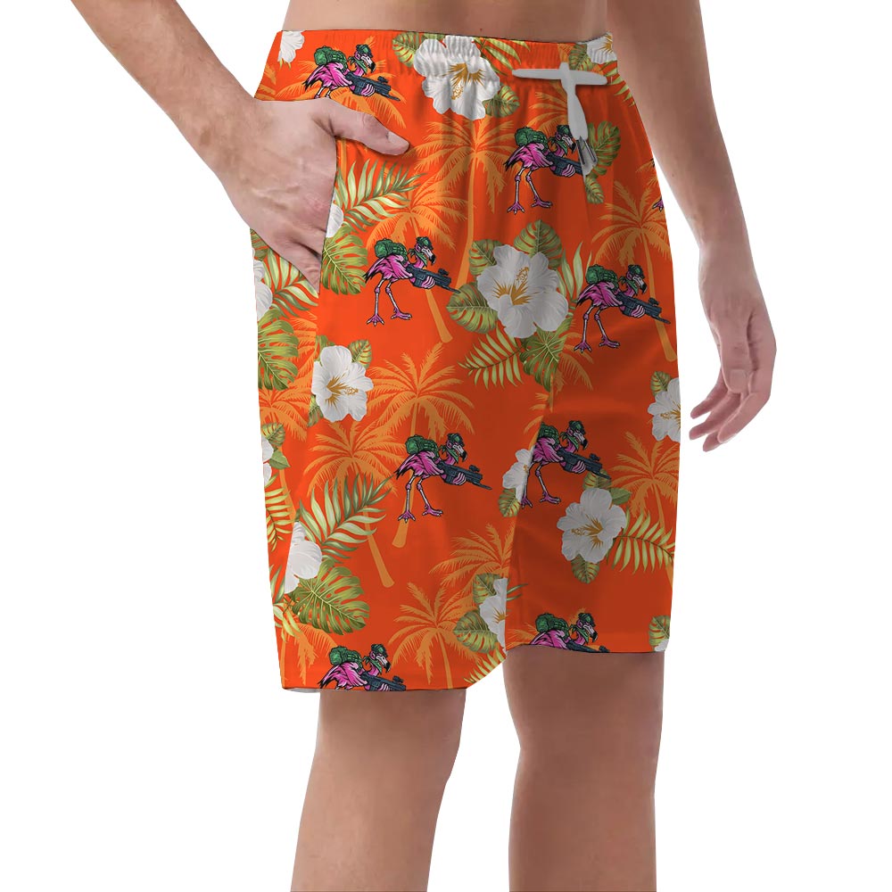 Summer Hawaiian Shorts Men With Flamingo Pattern