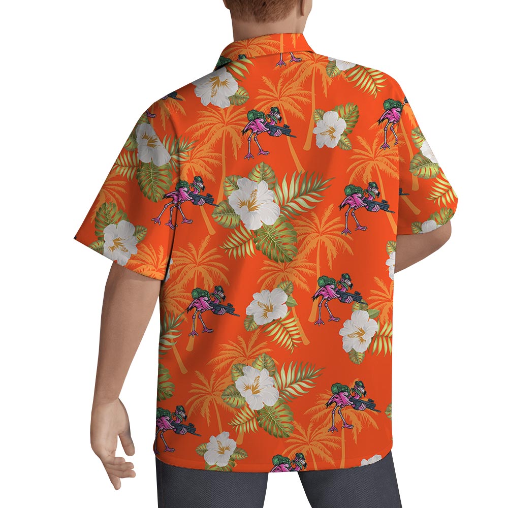 Summer Flamingo With Gun Hawaiian Shirt Men