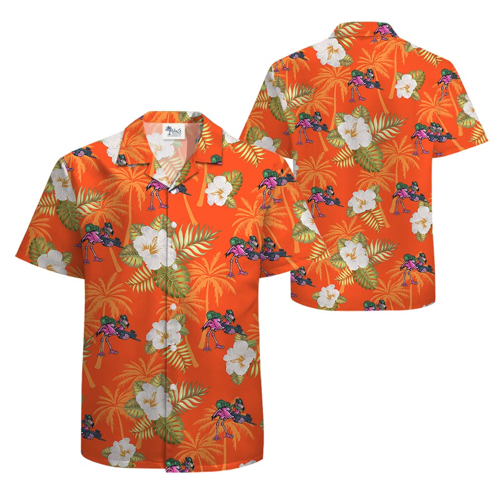 Summer Flamingo With Gun Hawaiian Shirt Men