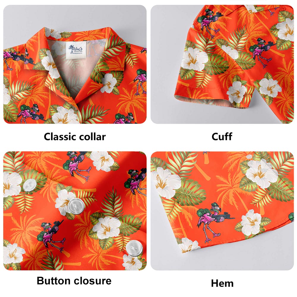 Summer Flamingo With Gun Hawaiian Shirt Men