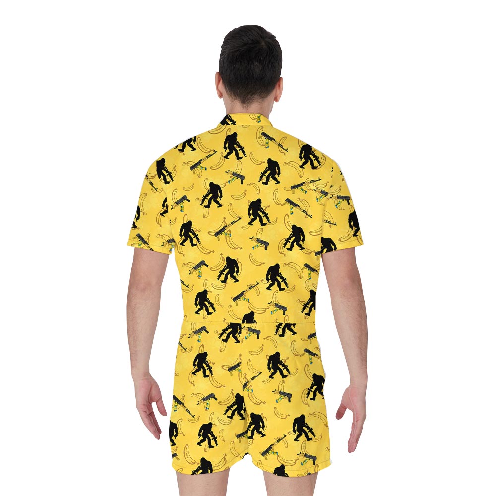 Banana Bigfoot Yellow Hawaiian Romper Men