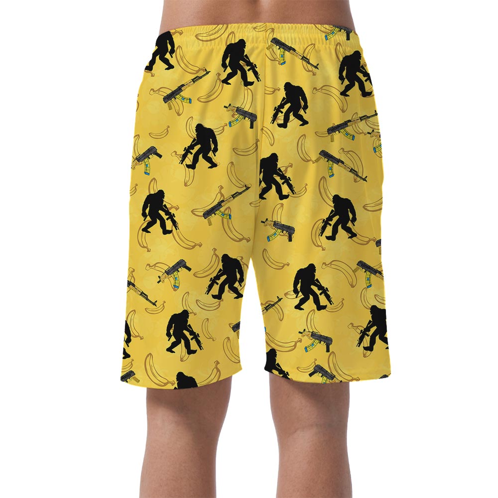 Summer Bigfoot Hawaiian Shorts Men Yellow Banana