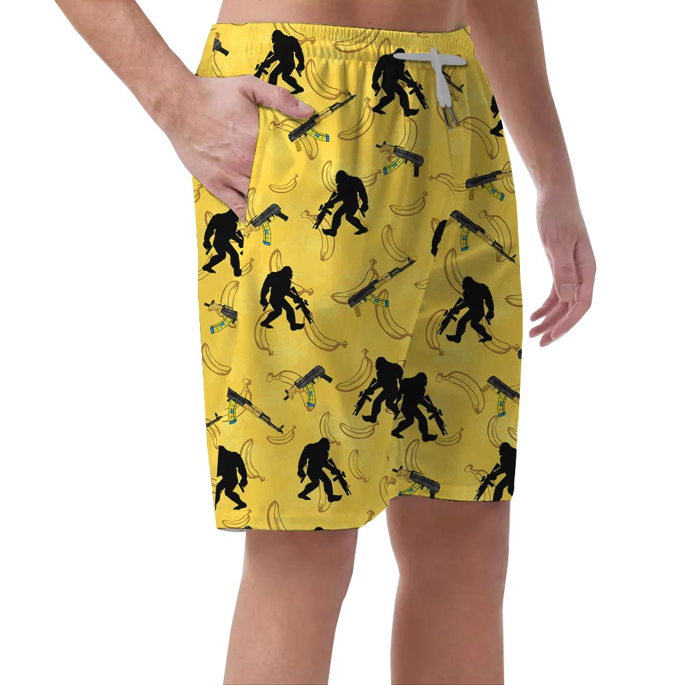 Summer Bigfoot Hawaiian Shorts Men Yellow Banana