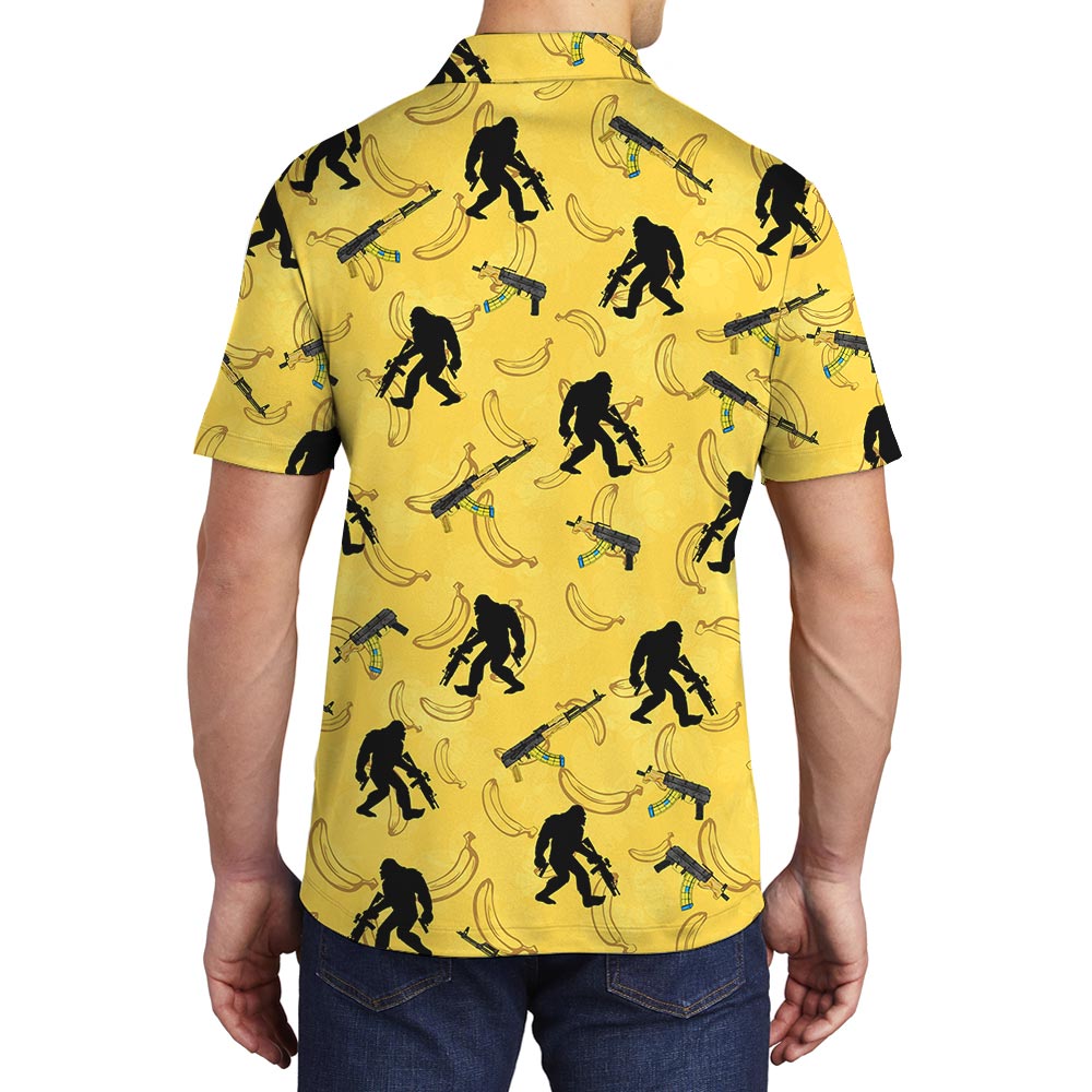Summer Yellow Bigfoot Hawaiian Polo Men