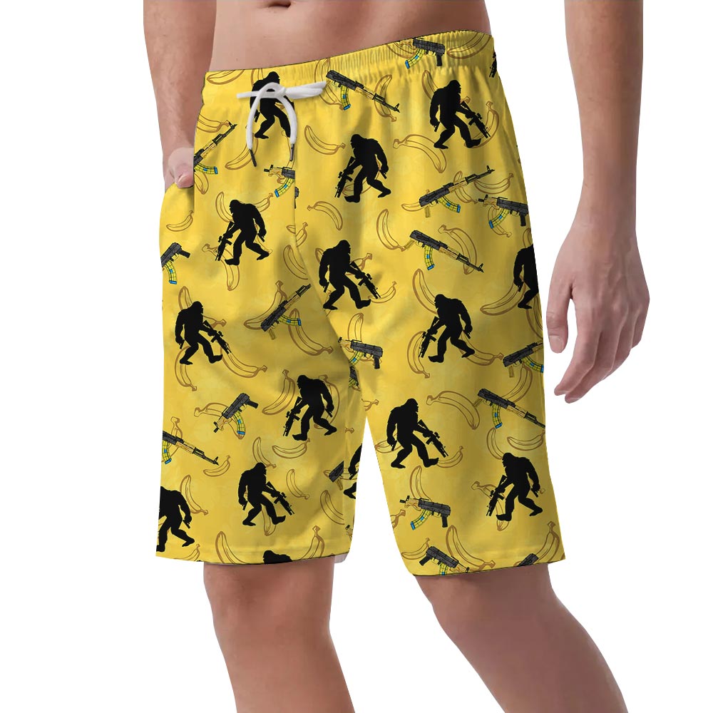 Summer Bigfoot Hawaiian Shorts Men Yellow Banana