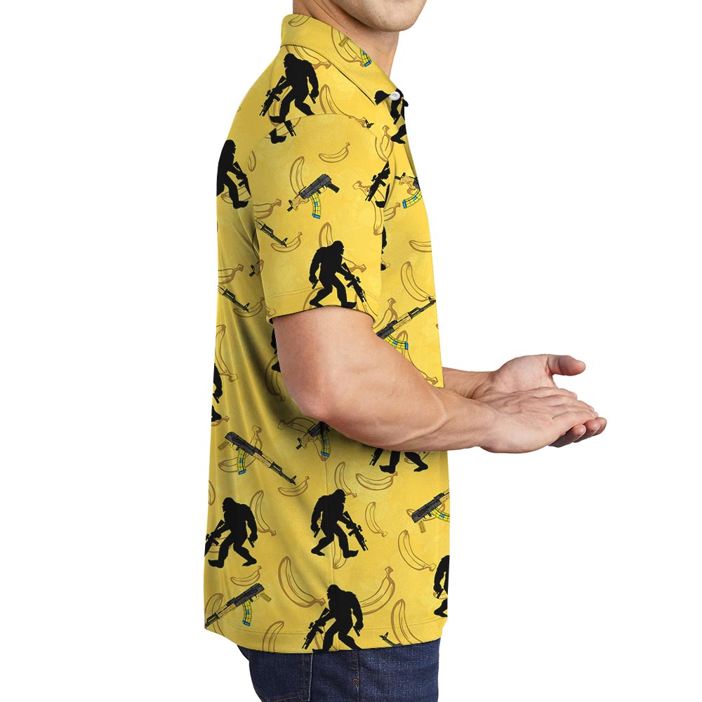 Summer Yellow Bigfoot Hawaiian Polo Men