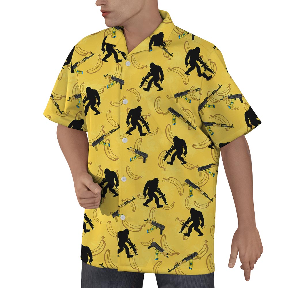Yellow Banana Bigfoot Hawaiian Shirt Men
