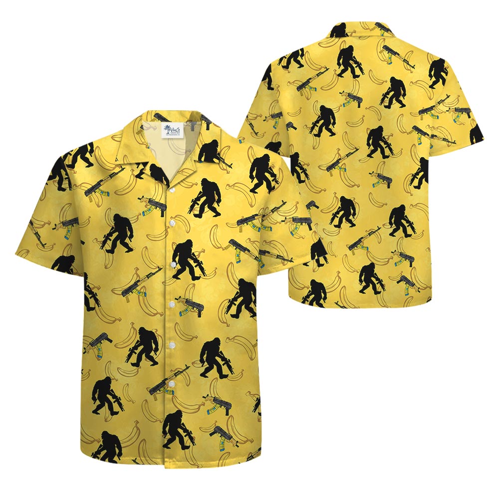 Yellow Banana Bigfoot Hawaiian Shirt Men