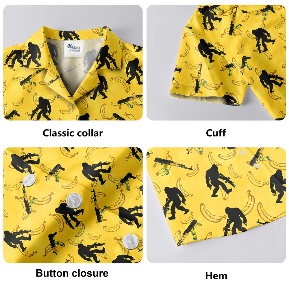 Yellow Banana Bigfoot Hawaiian Shirt Men
