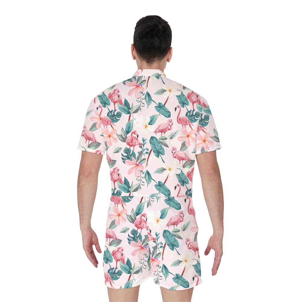 Summer Flamingo Hawaiian Romper Men