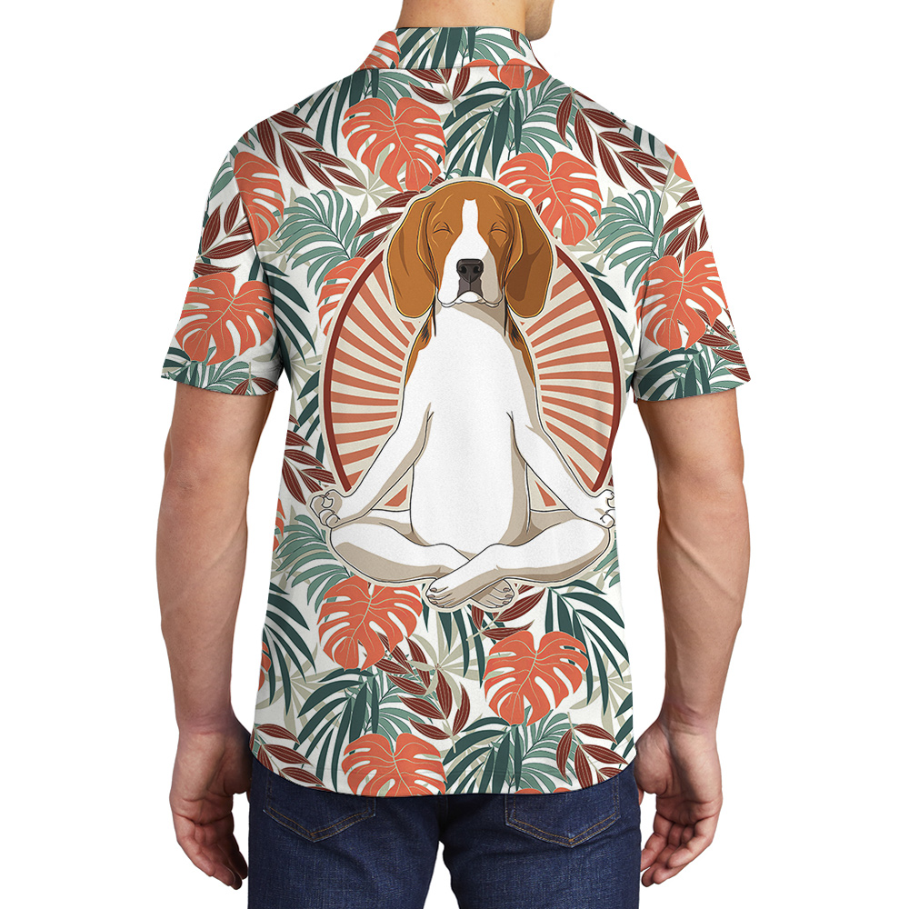 Beagle Meditating Hawaiian Polo Shirt for Men for Dog Lovers - variant image 1