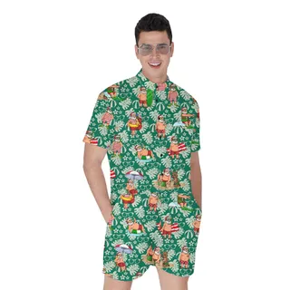 Matching Green Santa Hawaiian Romper Men