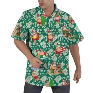 Santa At Beach Green Hawaiian Shirt Men