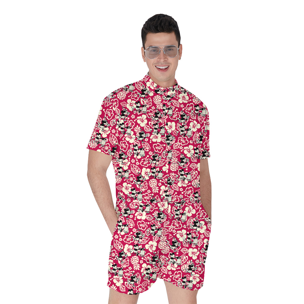Steamboat Willie Mickey Vintage Hibiscus Hawaiian Romper - variant image 1