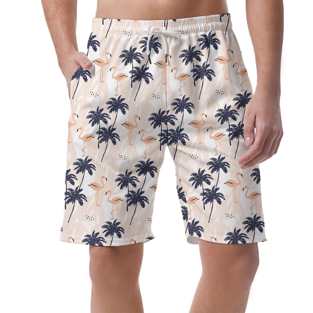 Pink Flamingo Palm Trees Hawaiian Shorts Men - variant image 1