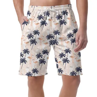 Pink Flamingo Palm Trees Hawaiian Shorts Men