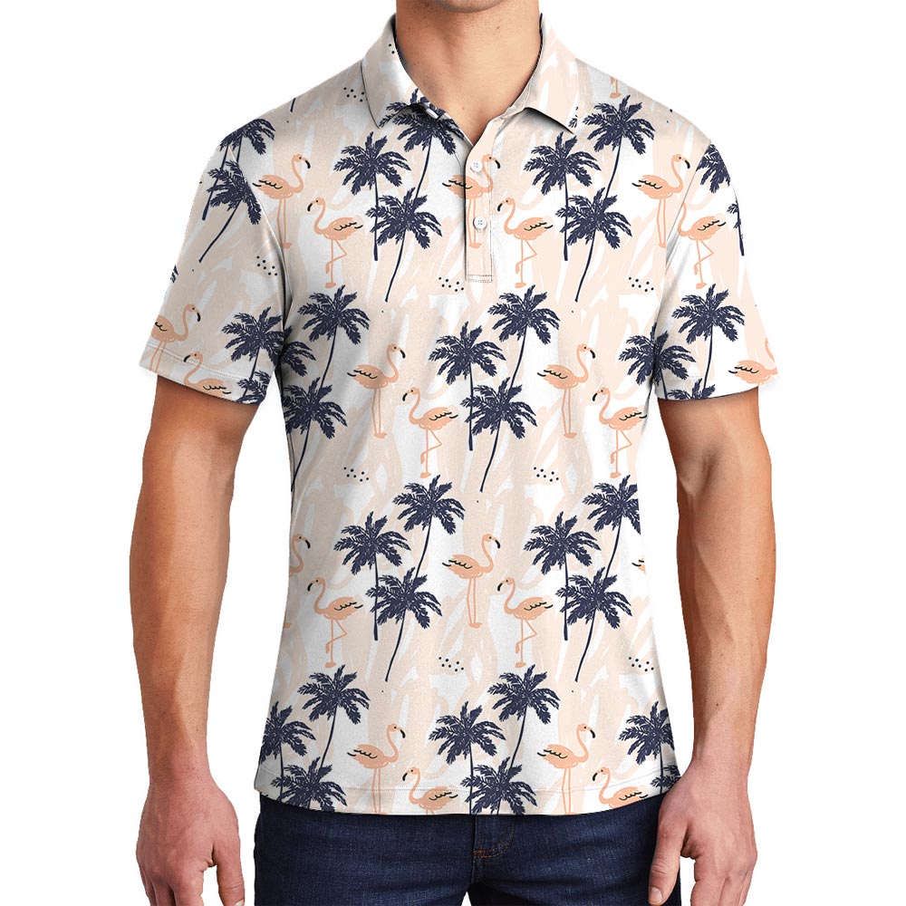 Hawaiian Polo Men With Palm Trees Pattern - variant image 1