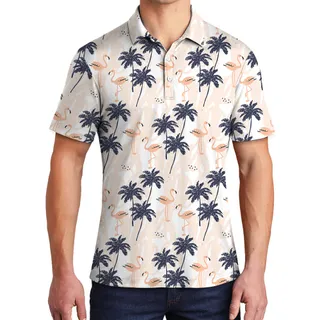 Hawaiian Polo Men With Palm Trees Pattern