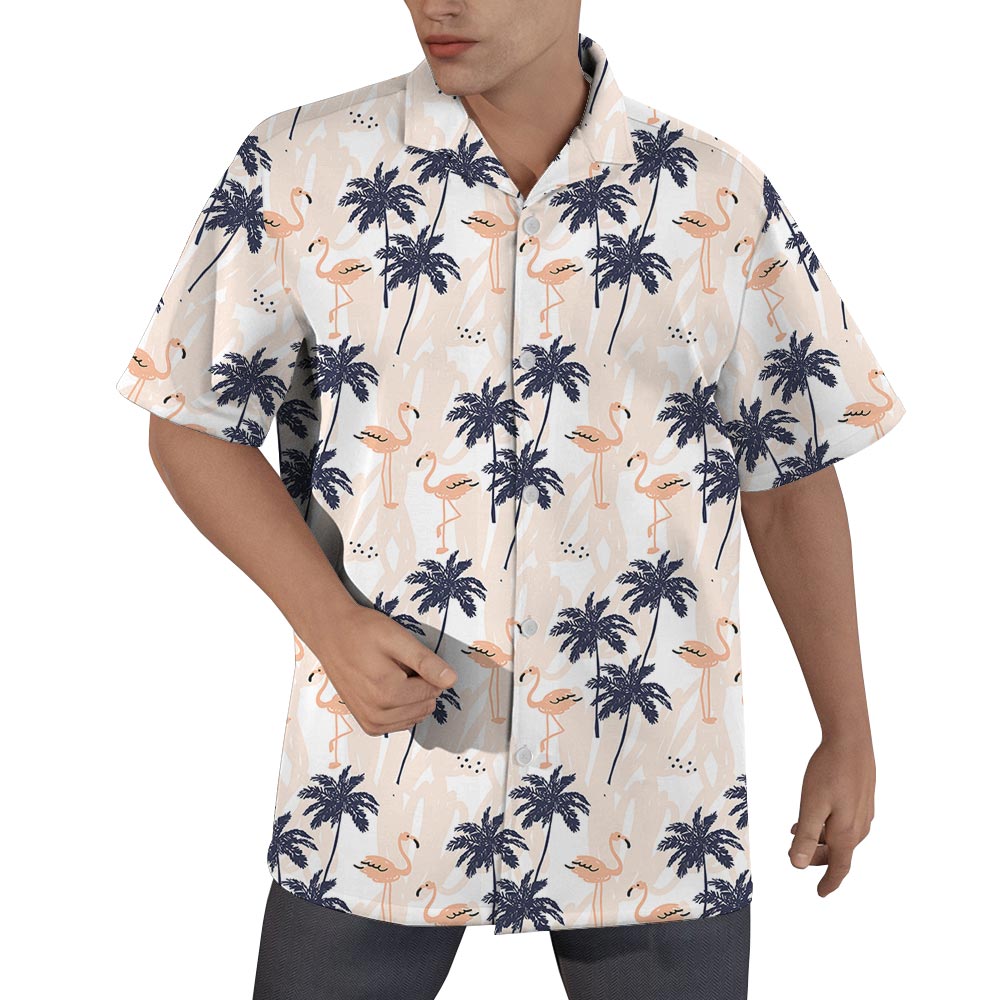 Palm Trees Flamingo Hawaiian Shirt Men - variant image 1