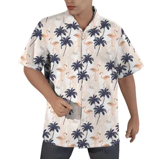 Palm Trees Flamingo Hawaiian Shirt Men