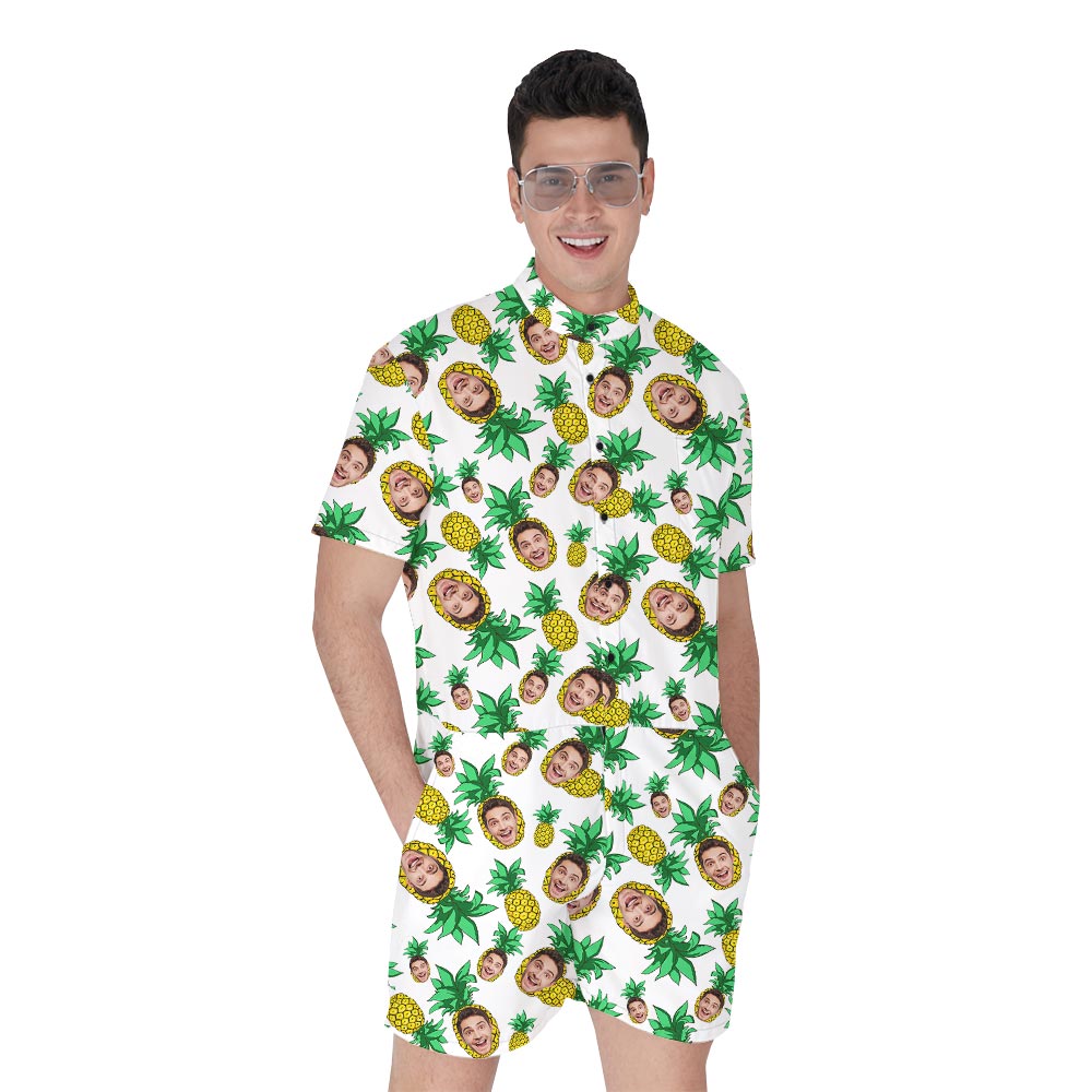 Summer Hawaiian Romper Men Custom Face - variant image 1