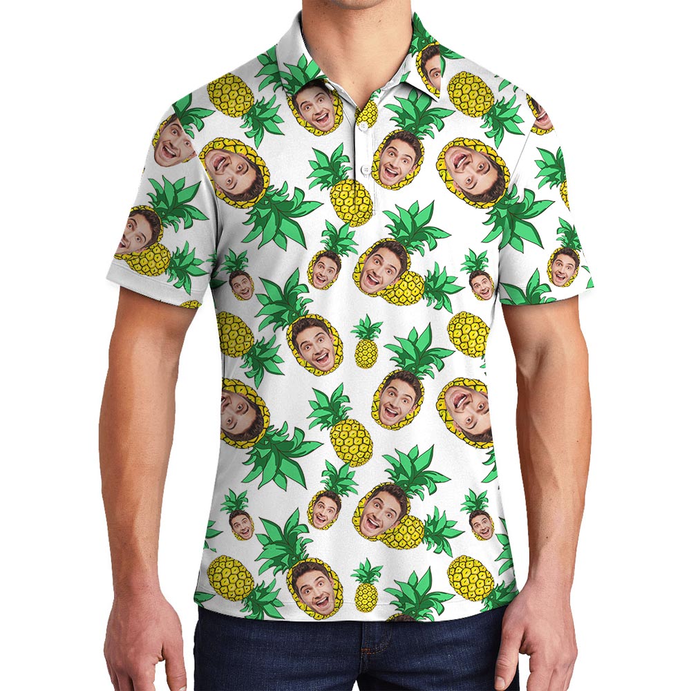 Personalized Faces Pineapple Hawaiian Polo Men - variant image 1