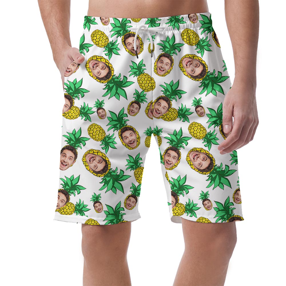 Summer Custom Face Pineapple Hawaiian Shorts Men - variant image 1