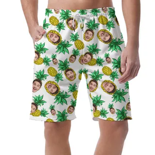 Summer Custom Face Pineapple Hawaiian Shorts Men