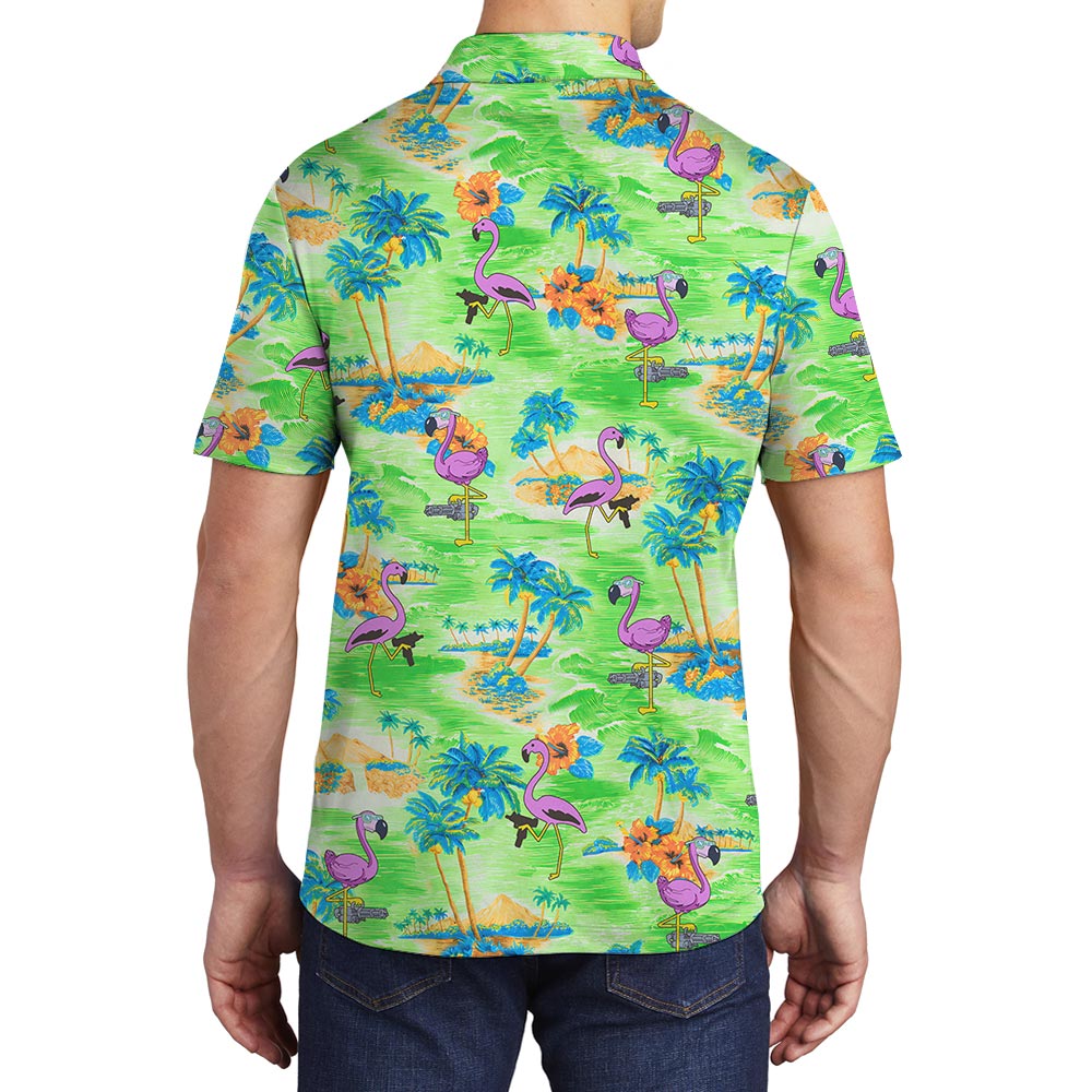Summer Flamingo Hawaiian Polo Men