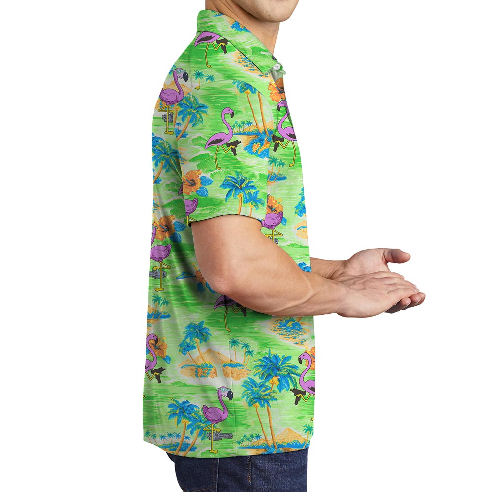 Summer Flamingo Hawaiian Polo Men