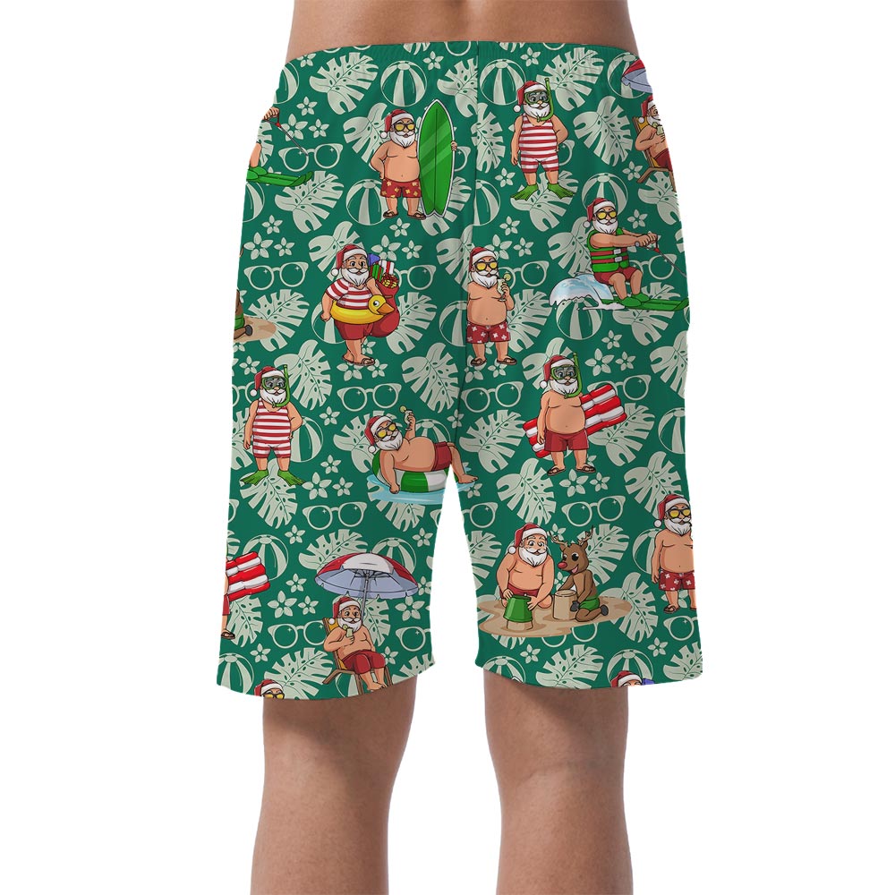 Green Santa Hawaiian Shorts Men