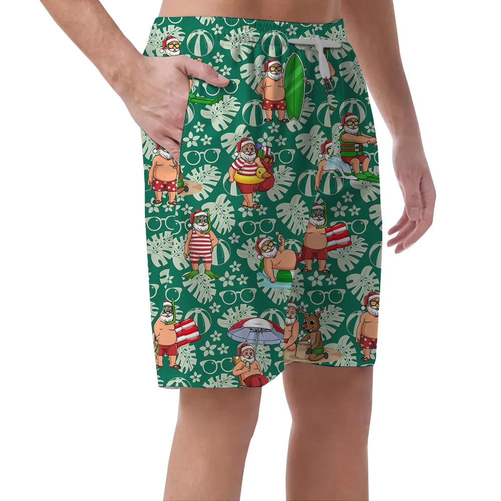 Green Santa Hawaiian Shorts Men