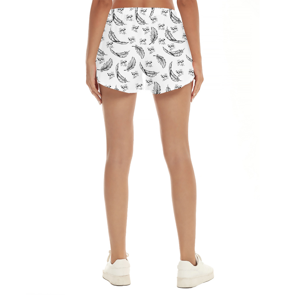 Cute Mickey Steamboat Willie Feather Vintage Hawaiian Beach Shorts For Women