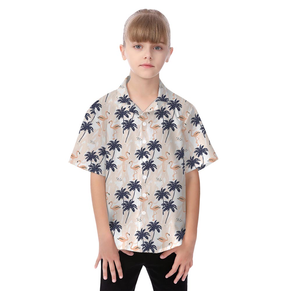 Palm Trees Pink Flamingo Family Matching Hawaiian Outfits