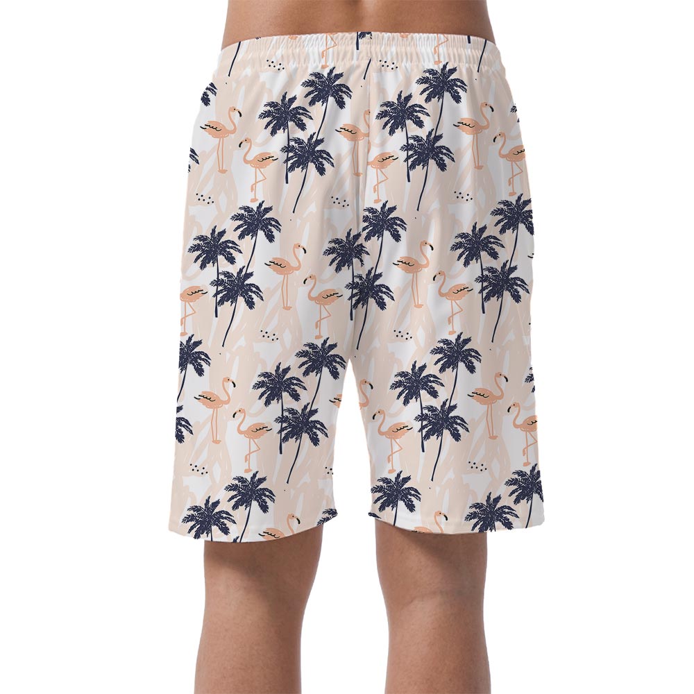 Pink Flamingo Palm Trees Hawaiian Shorts Men
