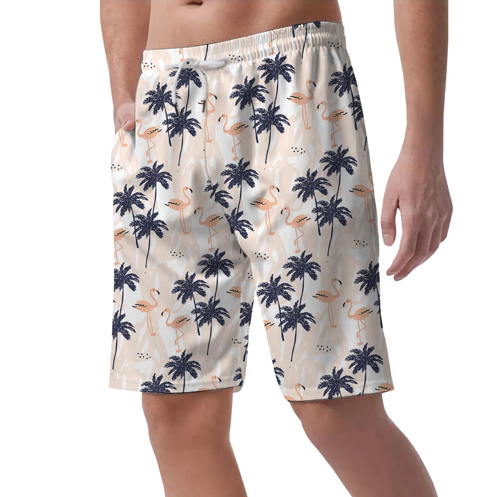 Pink Flamingo Palm Trees Hawaiian Shorts Men