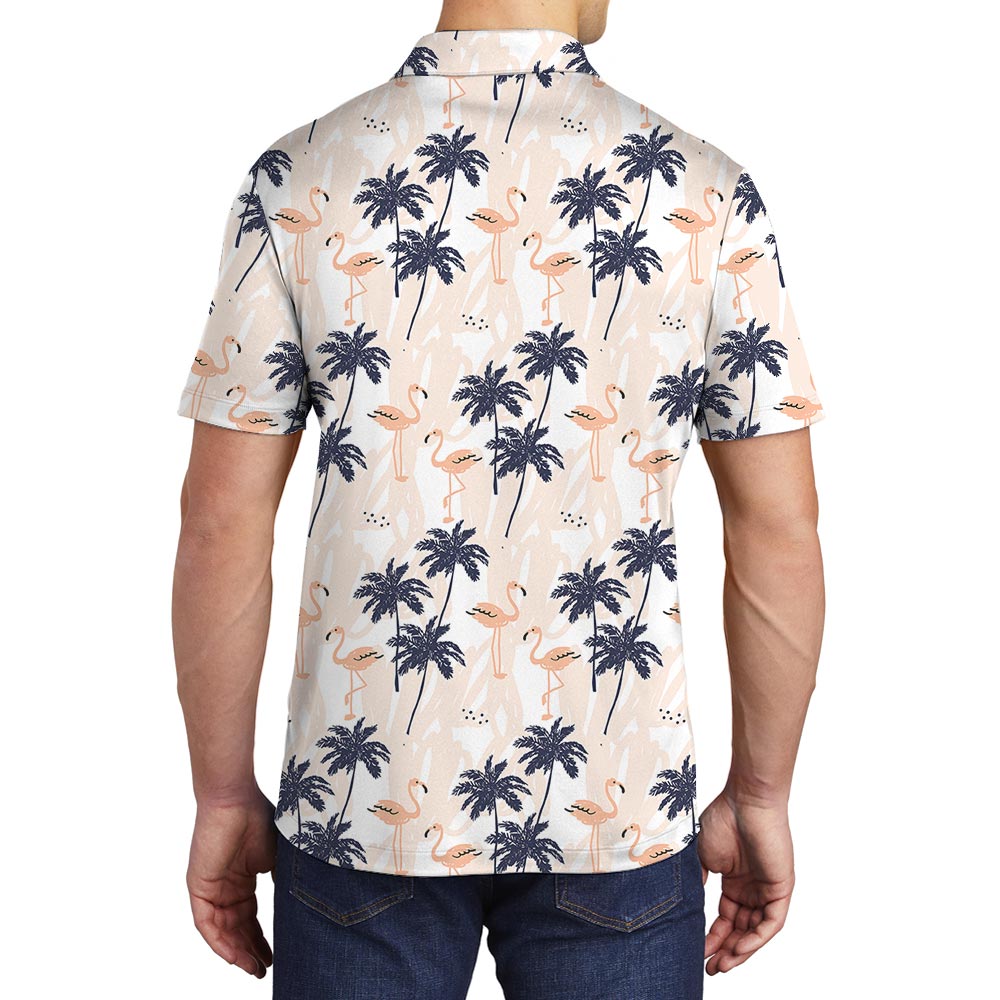 Hawaiian Polo Men With Palm Trees Pattern