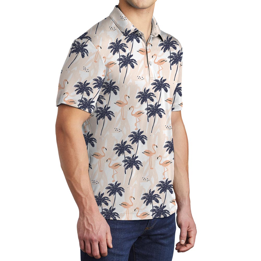 Hawaiian Polo Men With Palm Trees Pattern