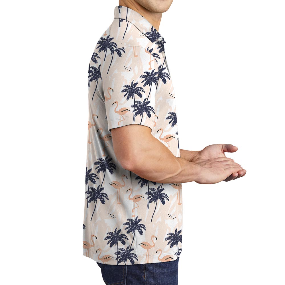Hawaiian Polo Men With Palm Trees Pattern