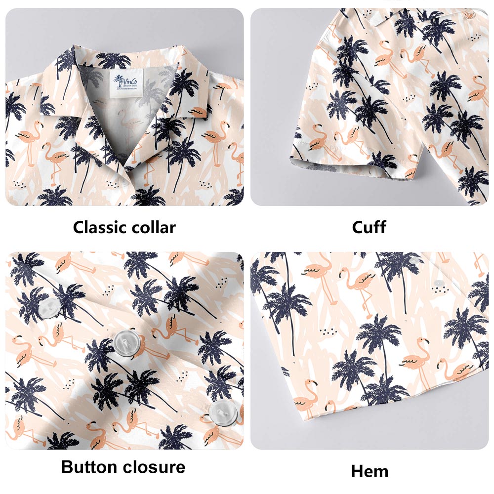 Palm Trees Flamingo Hawaiian Shirt Men